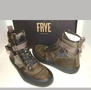 FRYE Men Combat Sneaker Boots Size 9 OliveLeathe